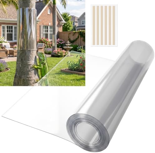 UNIFAMILY Iguana Tree Wraps, PET Squirrel Baffle for Tree Trunk Protector Guard for Reptiles Climbing 65x16IN, Cat Anti Climb Trees Guard, Squirrel Duards for Trees with Double-Sided Adhesive