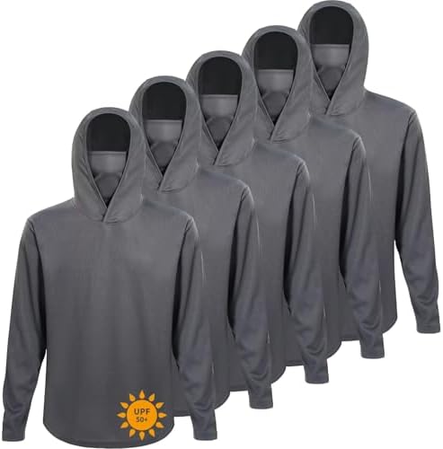 LeeHanTon Men's Sun Shirts Sun Protection Hoodie Shirt UPF 50+ Long Sleeve Work Athletic Shirt with Hooded for Fishing Hiking