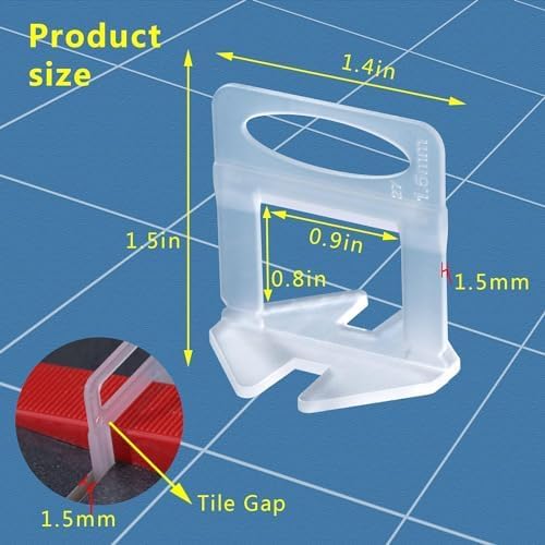 Tile Leveling System 1/16" Spacers Tile Leveler Clips DIY Tile Leveler Spacers 5000 Pcs and Tools Harden Rubber Mallet Hammer 16 oz for Professional Ceramic Tile and Stone Installation