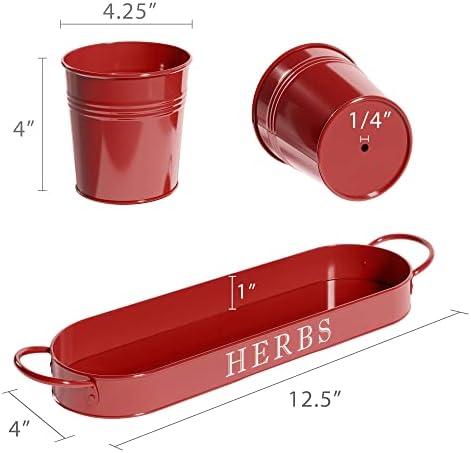 Barnyard Designs Indoor Herb Garden Planter Pots Set/3 (Brick Red)