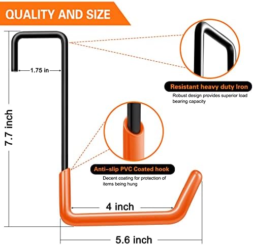 HUPBIPY Rafter Hanger Large S Garage Hooks Bike Storage System Holder Organizer, with Non Slip Coating, for Organizing Hanging Basket, Ladders,Bicycle Wheel,Ropes and Bulk Items (12Pack, Orange)