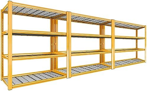 REIBII 40" W Yellow Garage Shelving with Double-Layer Frames for Homeowners