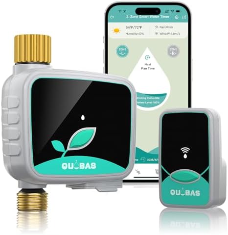 QUOBAS WiFi Water Timer for Garden Hose, 1 Zone Brass Smart Sprinkler Timer