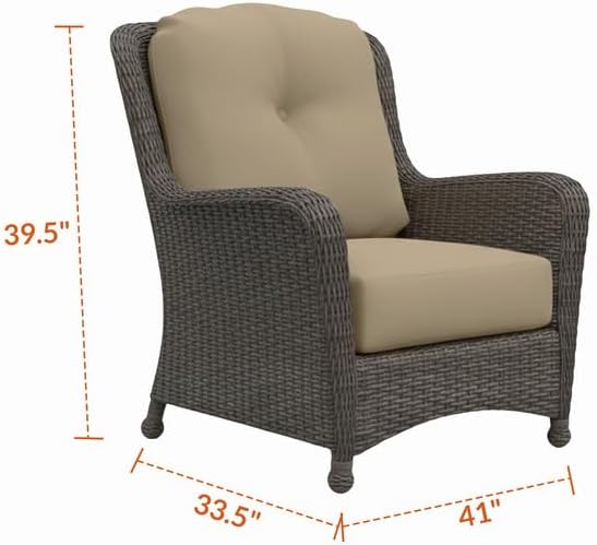 Covers & All Richmond Truffle Wicker Accent Chair with Sunbrella Cushion, Stylish Patio Furniture, Durable Outdoor Furniture Built for Garden, Deck or Poolside Setting (32.5" L x 41" W x 39.5" H)