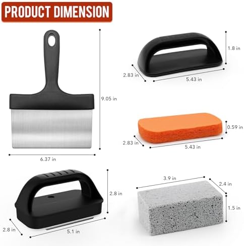 AWEASROY Griddle Cleaning Kit for Blackstone, Flat Top Grill Cleaning Kit with Grill Stone, Griddle Scraper & Griddle Brush Easy to Remove Stain