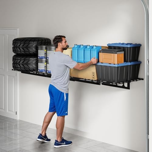 FLEXIMOUNTS 1-Pack 2x6ft Garage Shelving Wall-Mounted Storage Rack, Black