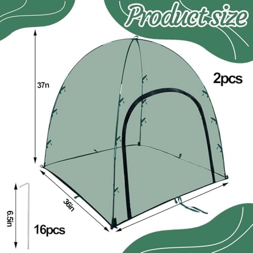 2pack Large Mesh Plant Cover Tent, 36x36x37Inches Pest Guard Cover, Insect Bird Barrier Netting Outdoor Plant Enclosure, Garden Net Cage Plant Protector Pest Protection Guard for Fruit Vegetables