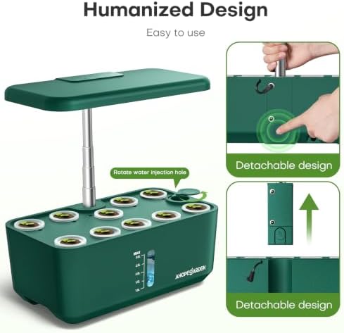 Ahopegarden Hydroponics Growing System: 10 Pods Indoor Herb Garden with LED