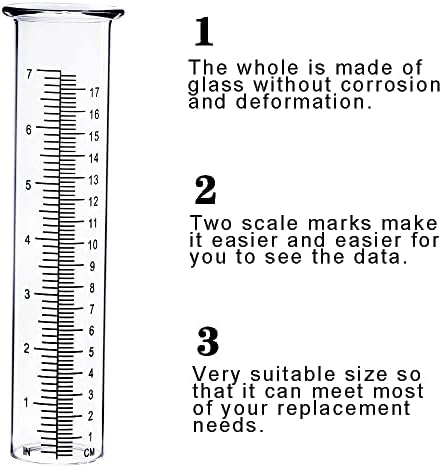 BIUWING 7 inch Rain Gauge Replacement Tube Glass for Yard Garden and Outdoor Home, with Tube Brush, Best Rated,2 Packs