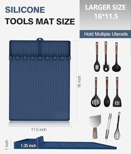 Silicone Grill Mat for Blackstone Griddle Accessories, 8-Slot Tool Mat