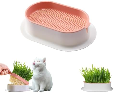 Cat Grass Planter, Hydroponic Cat Grass Kit with Germination Tray, Soil-Free Cat Grass Tray for Indoor Cats, Microgreens Growing Tray, No Seeds Included
