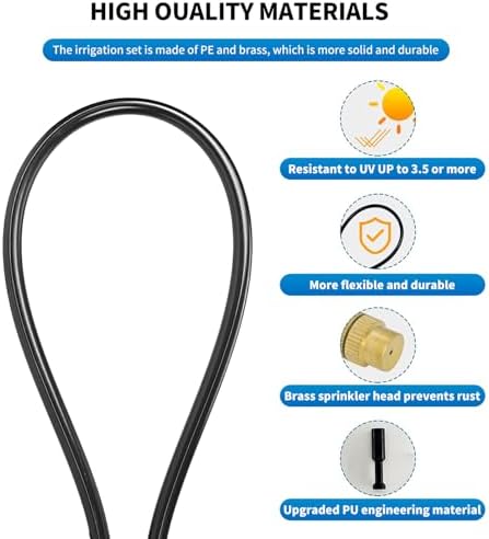 30FT Drip Irrigation System, Complete Garden Watering Kit with Rust-Proof Copper Nozzles - UV Stabilized Flexible Hose for Lawn, Greenhouse, Patio Plants