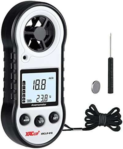 Digital Wind Speed & Temperature Anemometer, handheld Wind Gauge for Shooting, Windsurfing, Hunting - Gray