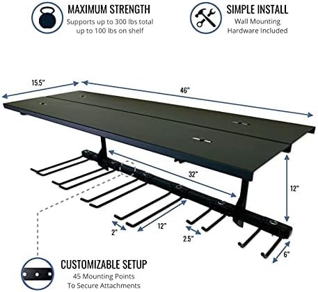 StoreYourBoard Tool Max Garage Storage Rack Shelf – Adjustable Wall Mount Garage Tool Organizer, Heavy Duty Steel Tool Rack with Shelf, Holds up to 300 lbs
