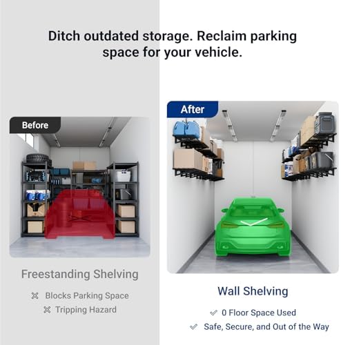 FLEXIMOUNTS 1-Pack 1x3ft Garage Shelving Wall-Mounted Storage Rack, Black