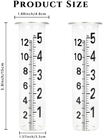 5'' Capacity Rain Gauge Replacement Tube Glass, 2 Pcs