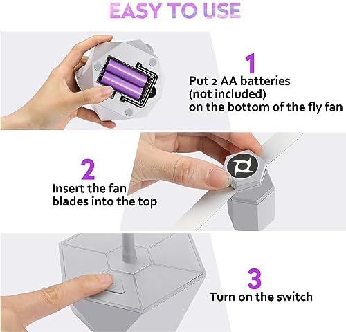 Fly Fans for Tables, Fly Repellent Fan Outdoor Indoor Keep Flies Away, Repellent Fans for Tables with Holographic Blades for Picnic, Party, Restaurant, Kitchen, and BBQ, 4 Pack Silver