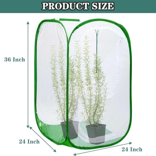 36" Mesh Plant Enclosure Pop-Up Plant Protection Tent, 24”x 24”x 36” Mesh Plant Cover Grow Tent Plant Cover for Fruit, Vegetables, Pests, Bird and Pest Protection Guard for Flowers and Herbs (Green)