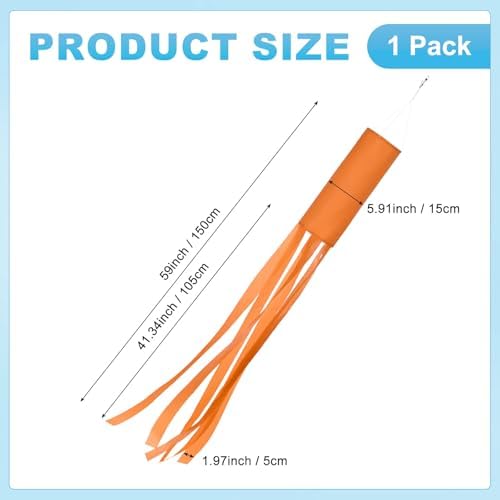M METERXITY 1-Pack Windsock Flag, Colorful Wind Socks for Garden/Yard/Patio/Home Decor, Spring Summer Fall Winter Outdoor Hanging Decoration [59 in / 150cm, Orange]