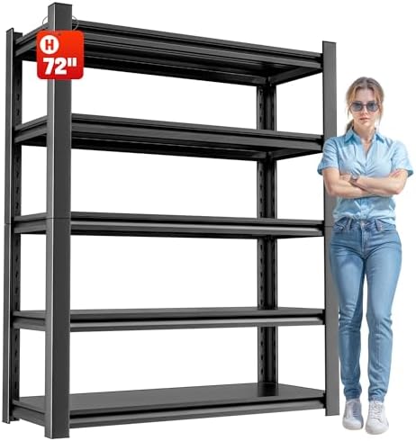 OLLRRACT 5-Tier Garage Shelving, Metal Storage Shelves, Utility Shelf