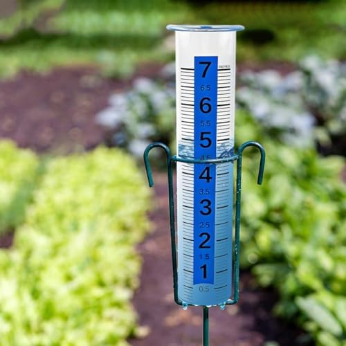Rain Gauge Outdoor, 8" Large Capacity Rain Gauge Replacement Tube, Rains Gauges Outdoors with Large Numbers Scale for Garden Lawn Yard Fence Patio Farm