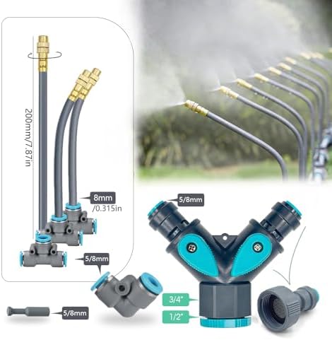 Drip Irrigation System, 82Ft 5/16 Inch Hose, 25 Adjustable Copper Nozzles, Automatic Atomizing Watering Kit for Greenhouse, Outdoor, Raised Bed, Lawn