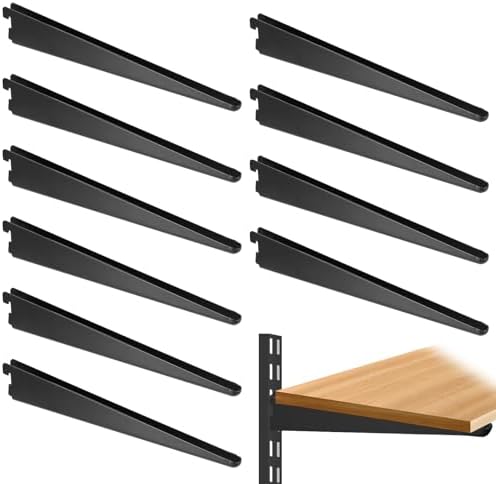 11.5-Inch Adjustable Double-Track Wire Shelf Brackets, 10 Pack, Black