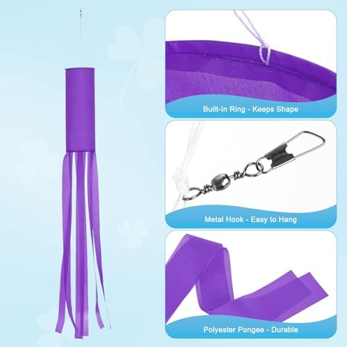 M METERXITY 1-Pack Windsock Flag, Colorful Wind Socks for Garden/Yard/Patio/Home Decor, Spring Summer Fall Winter Outdoor Hanging Decoration [59 in / 150cm, Purple]