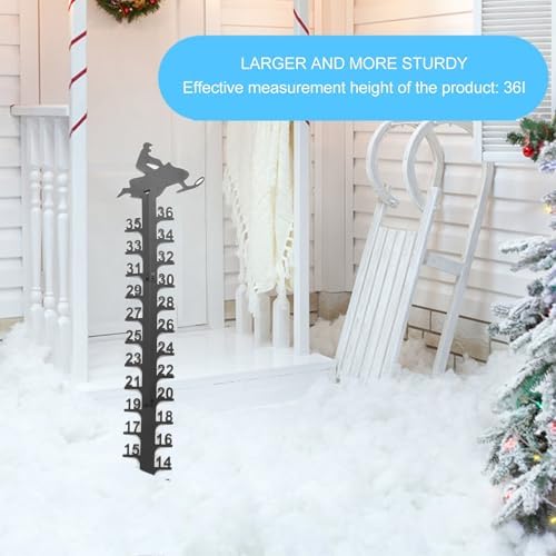 36 Inch Snow Gauge Outdoor, Heavy Duty Iron Snowfall Measuring Rod with Large Easy Read Scale, Snow Depth Gauge for Yard Garden Lawn, Stand View Design, Tool Free Assembly