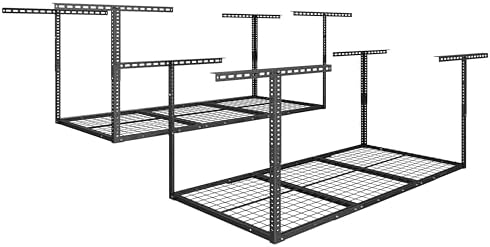 FLEXIMOUNTS 3x6 Overhead Garage Ceiling Storage Rack, 2 Pack, Hammertone