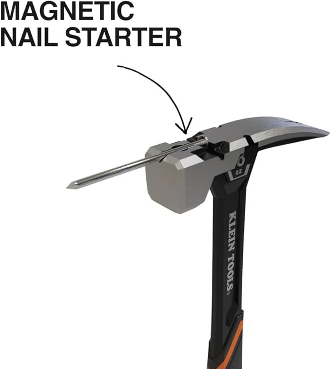 Klein Tools H80918S Smooth Face Framing Hammer with Straight Claw, 18-Ounce Forged Steel, Magnetic Nail Starter and Extra-Large Squared Strike Face