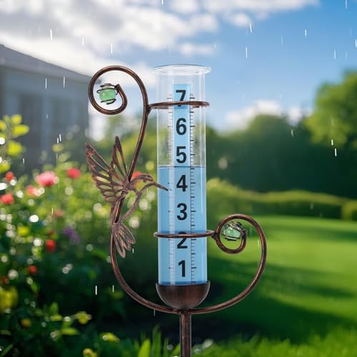 Rain Gauge Outdoor, Hummingbird Rain Gauges for Yard Patio Lawn Decor