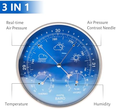 Wall Hanging 3-in-1 Weather Station,Thermometer,Barometer,Hygrometer