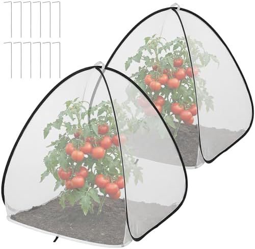 2Pcs Pop Up Insect Barrier Plant Cover Tent,Plant Protectors Mesh Enclosure