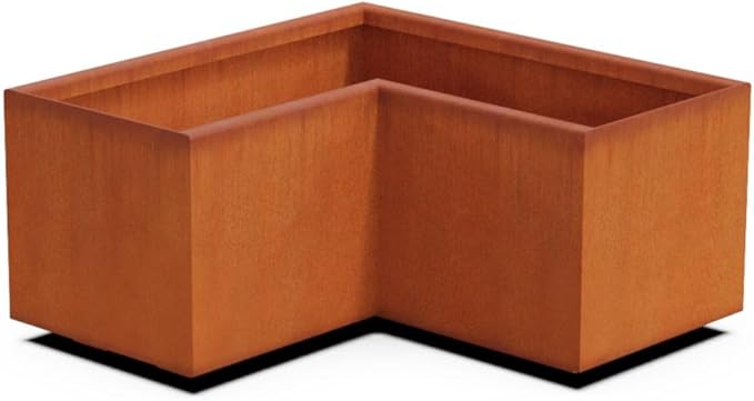 Plantercraft Large Rectangular Planters for Outdoor Plants | 24x12x12 Inch Corten Steel Planter Box | Metal Raised Garden Bed for Patios & Gardens | Fully Assembled & Made in USA