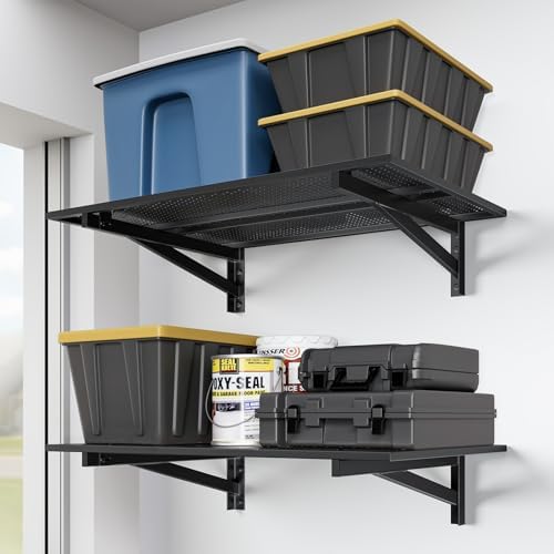 Jusgym 2 Pack Garage Shelving Wall Mounted, 2x3ft, 700LBS Integrated Grid