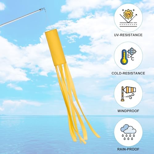 M METERXITY 1-Pack Windsock Flag, Colorful Wind Socks for Garden/Yard/Patio/Home Decor, Spring Summer Fall Winter Outdoor Hanging Decoration [59 in / 150cm, Yellow]