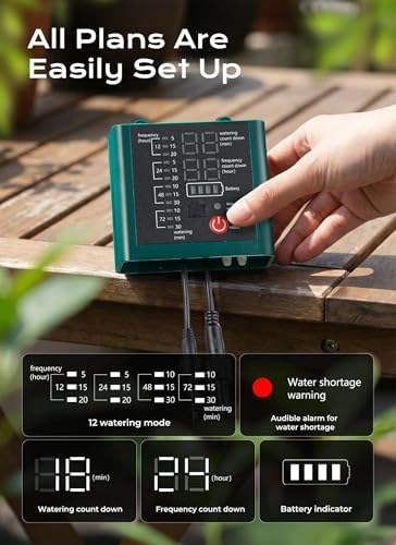 Solar Drip Irrigation System with USB Charging, Indoor Outdoor Plant Watering Devices for 15 Potted Plants, Automatic Watering System IP44 Waterproof 2200mAh for Garden Farm Greenhouse(Green)