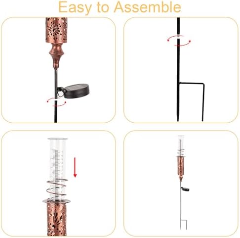 Rain Gauge Outdoor, Solar Water Gauge for Rain