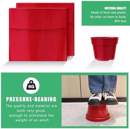 RooTrimmer 8 inch Plastic Flower Pots, Red Plant Pots 12Pack with Saucers for Indoor House Plants Growing and Decoration