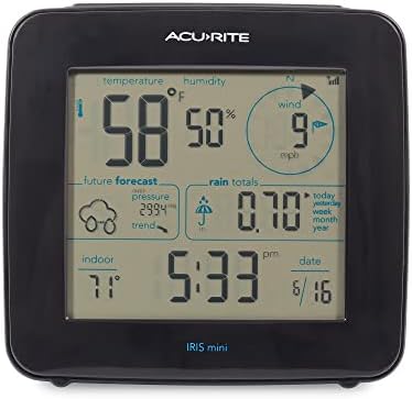 AcuRite Iris Weather Station with Mini Wireless Display for Temperature, Humidity, Wind Speed, Wind Direction, Historic Rainfall Totals, and Hyperlocal Forecast with Built-in Barometer (01122M)