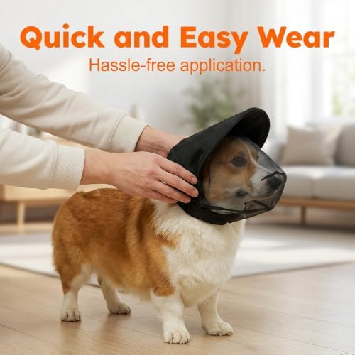 Guard Dog Foxtail Protection Hood for Dogs, Breathable Mesh Dog Bug Hood, Outdoor Dogs Face Guard for Hunting Trips (Black, XL)