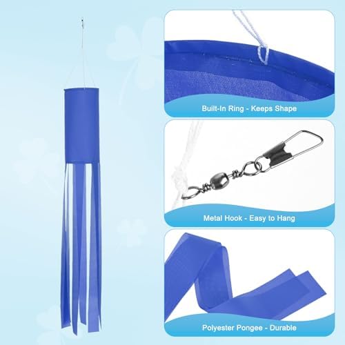 M METERXITY 1-Pack Windsock Flag, Colorful Wind Socks for Garden/Yard/Patio/Home Decor, Spring Summer Fall Winter Outdoor Hanging Decoration [39.4 in / 100cm, Blue]