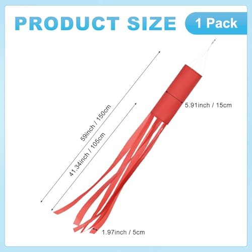 M METERXITY 1-Pack Windsock Flag, Colorful Wind Socks for Garden/Yard/Patio/Home Decor, Spring Summer Fall Winter Outdoor Hanging Decoration [59 in / 150cm, Red]