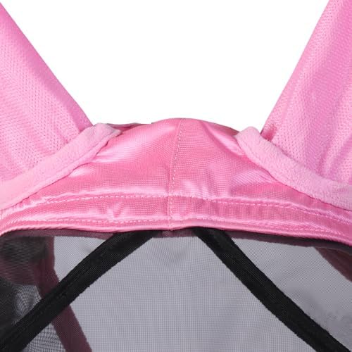 Harrison Howard CareMaster Pro Luminous Horse Fly Mask Large Eye Space Long Nose with Ears UV Protection for Horse Light Pink XL Extra Full