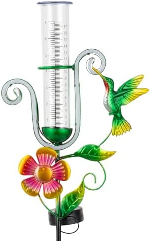 Stargarden Rain Gauge Outdoor, Hummingbird Solar Rain Gauge