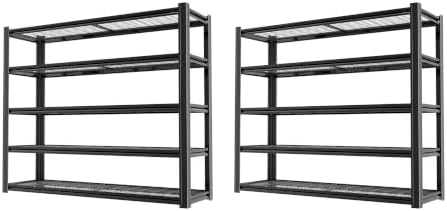 5-Tier Heavy Duty Garage Shelving, 5,000 lbs Capacity Adjustable Metal Storage Shelving Unit for Garage, Basement, Warehouse & Workshop, 62" W x 24" D x 84" H