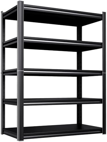 72''H 45''W 20" D Storage Shelves Garage Shelving,Adjustable 5 Tier Utility Steel Shelf, Heavy Duty Metal Shelving, Shelving Units and Storage Rack fo Kitchen Pantry Laundry