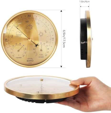 3-in-1 All-Season Wall Hanging Thermometer, Barometer, Hygrometer | Accurate Weather Station for Home and Office | Fahrenheit Edition in/Outdoor, Fahrenheit Edition