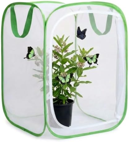 Insect & Butterfly Habitat Cage, Portable Pop-Up Terrarium with Mesh Sides, Bug Catching & Observation Enclosure for Caterpillars, Small Insects, Outdoor & Classroom Use, 16 Inches Tall